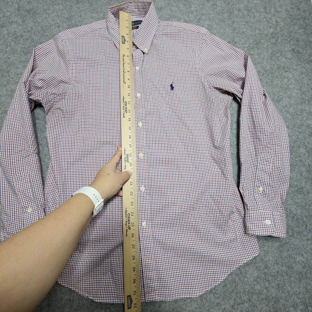 Men's Red White Blue Ralph Lauren Button Down Plaid Shirt Size Medium - Picture 9 of 10